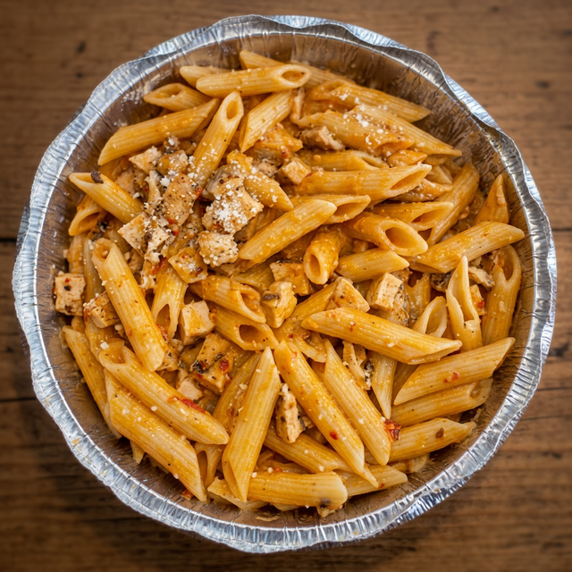 Penne alla Vodka with Grilled Chicken.