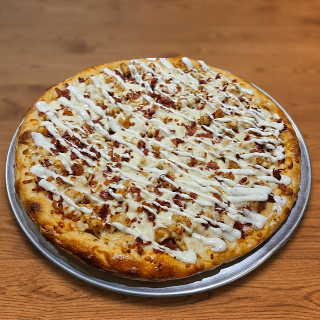 Bacon Chicken Ranch Pizza.